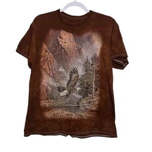 The Mountain Eagle Men's L Brown Tie Dye 100% Cotton T-Shirt Made in the‎ USA